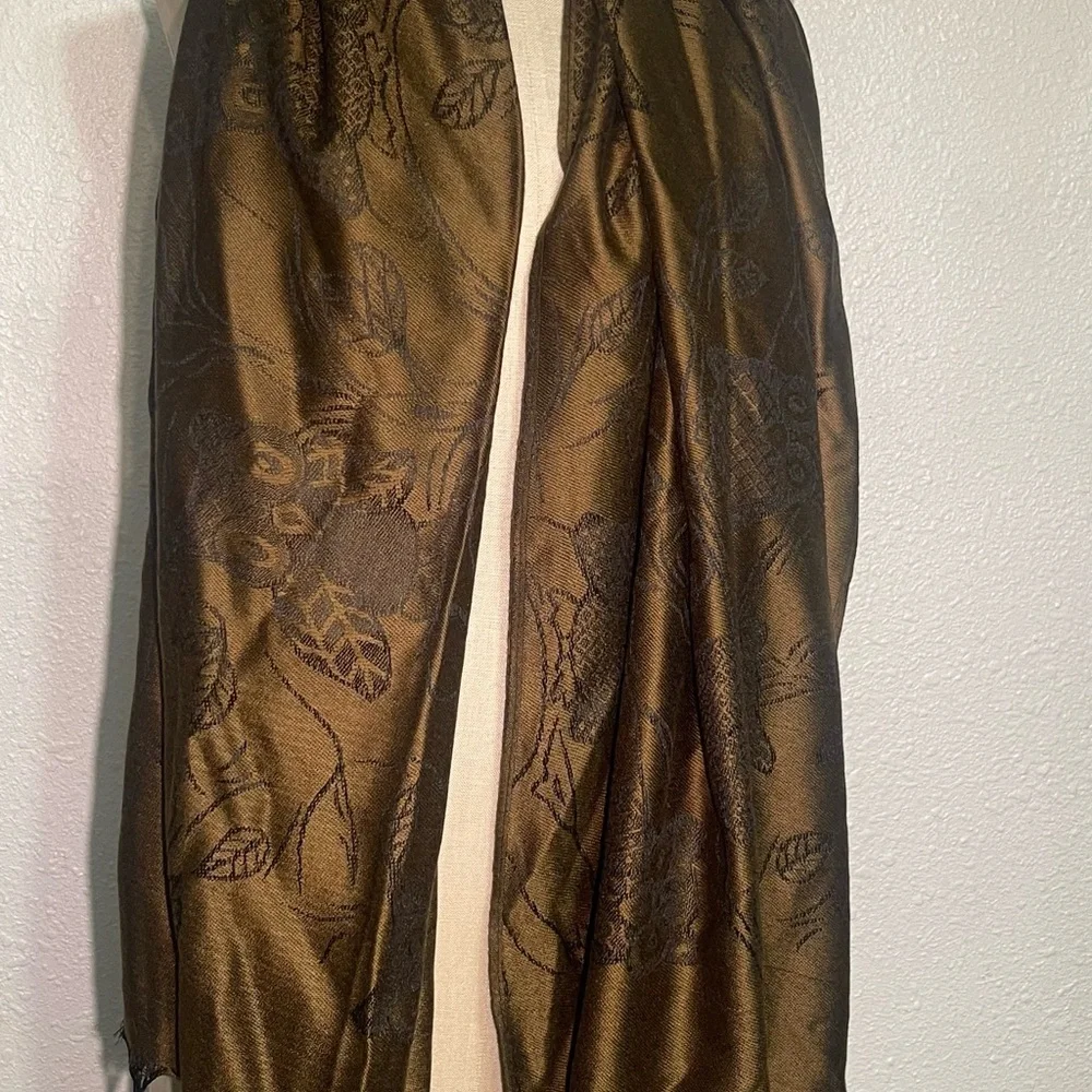 I love Jerusalem cashmere Brown Fringe Scarf